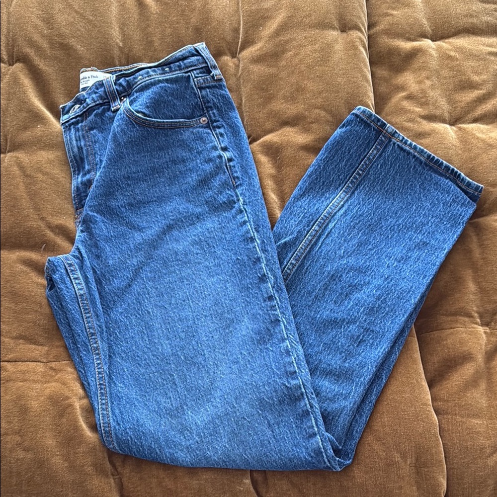 Abercrombie & Fitch Blue High-Rise Straight Leg Jeans